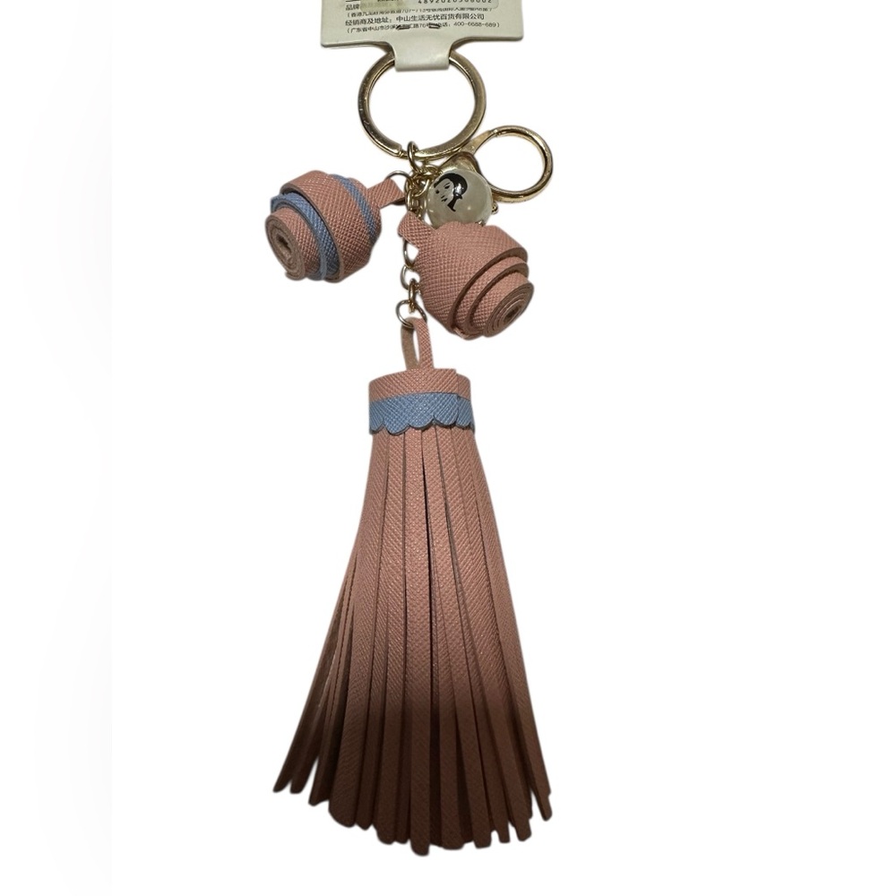 Fashion Bag Charm / Key Fob Tassels-in light pink & Blue - Gold Hardware NWT